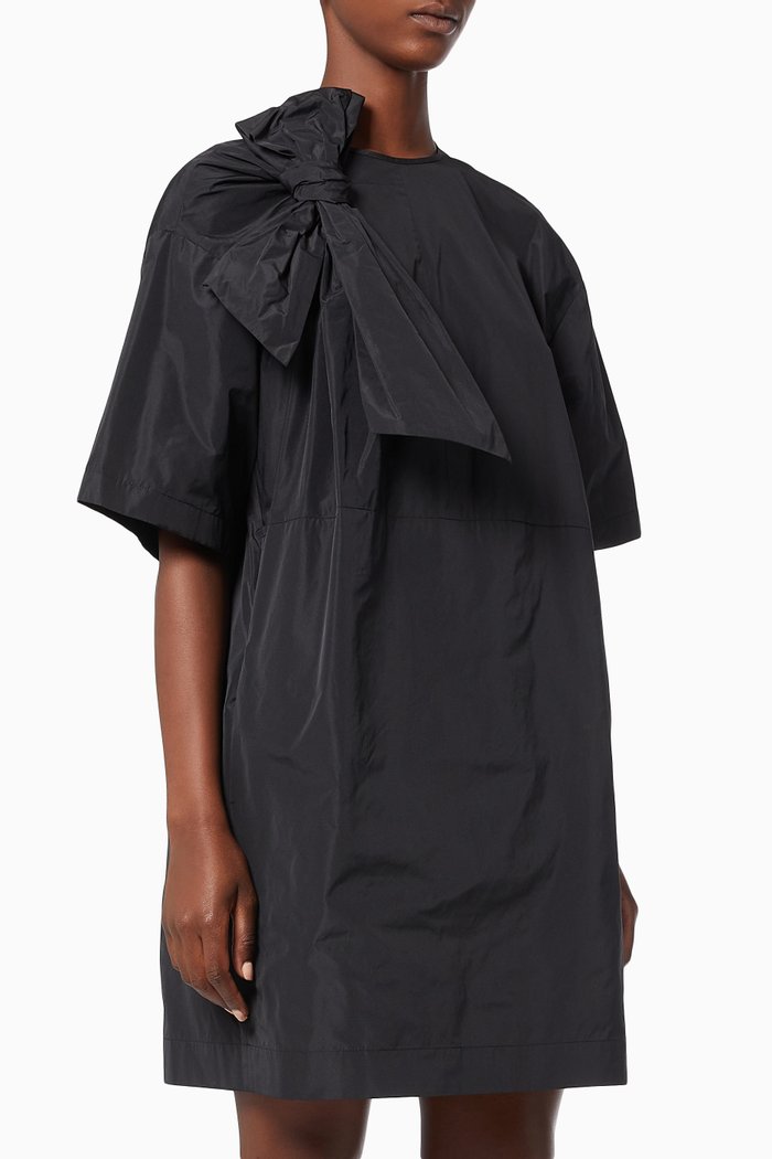 

Bow & Belt Dress in Taffeta, Black