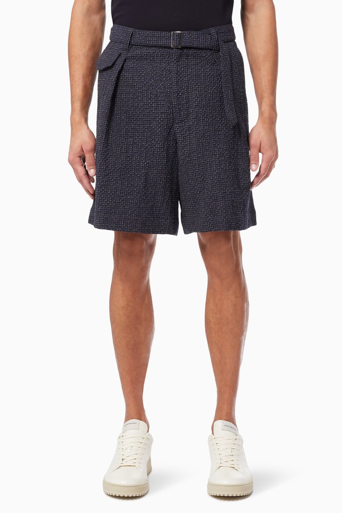 

Board Shorts in Mouliné Wool, Blue