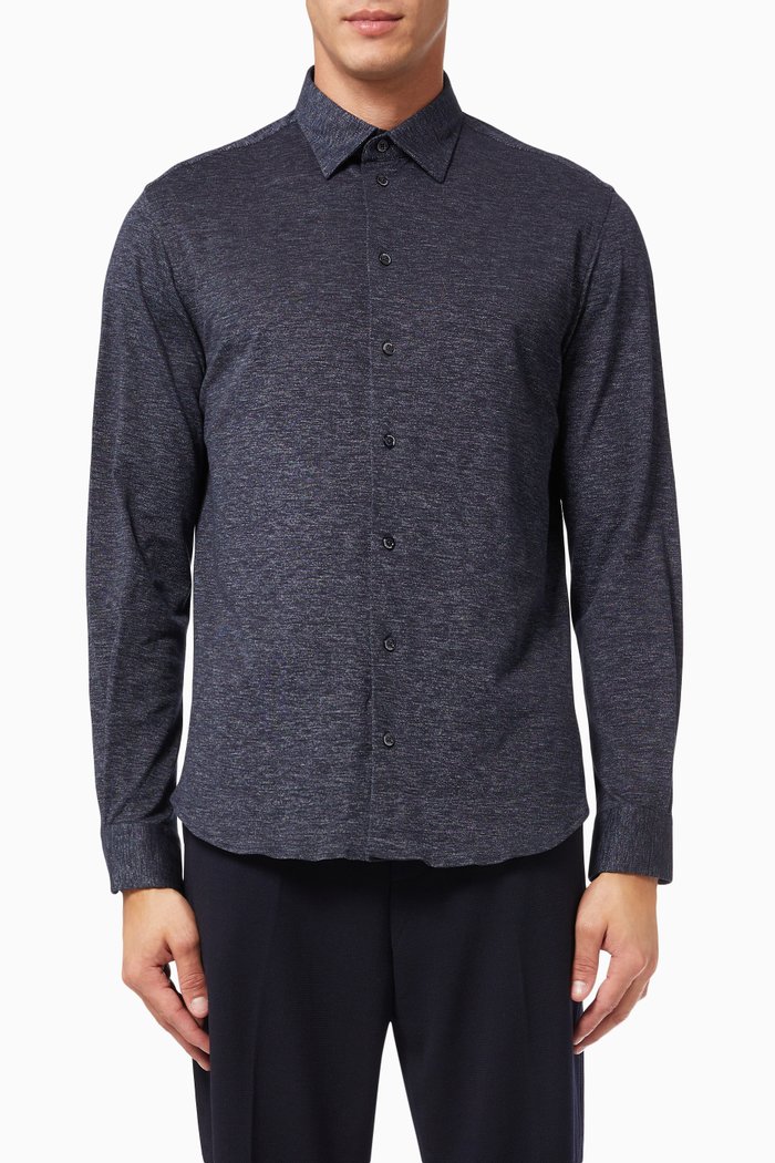 

EA Logo Print Shirt in Cotton, Blue