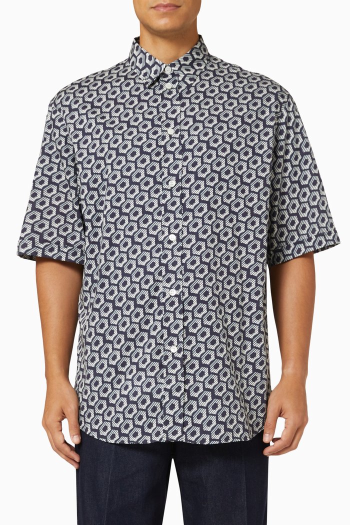 

Printed Shirt in Cotton, Blue