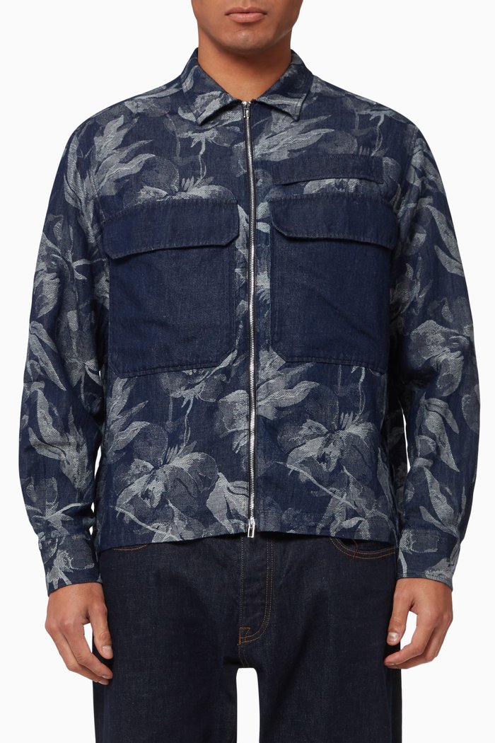 

Floral Jacket in Denim, Blue