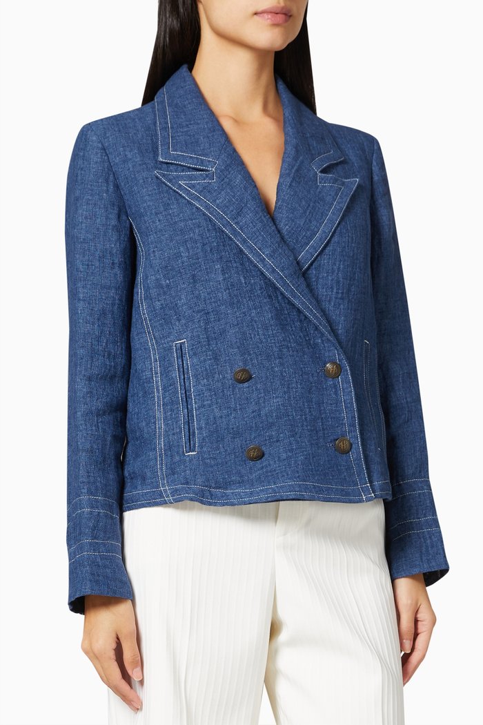 

Blazer in Linen Chambray, Blue