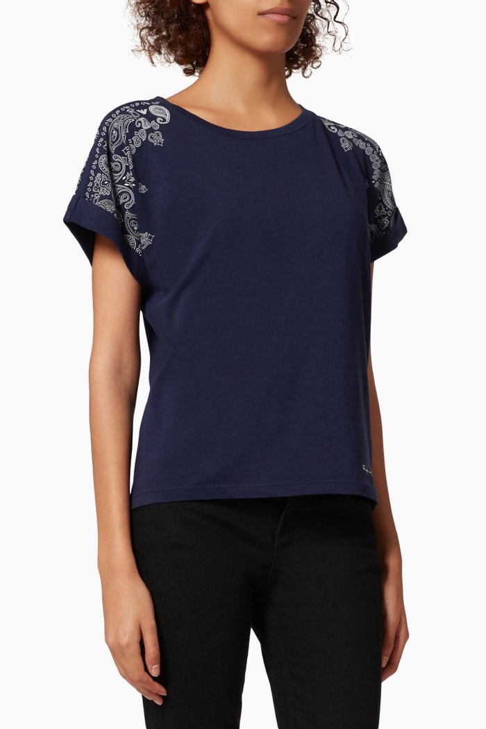 

Denim Capsule Collection Bandana Print T-shirt in Cotton, Blue