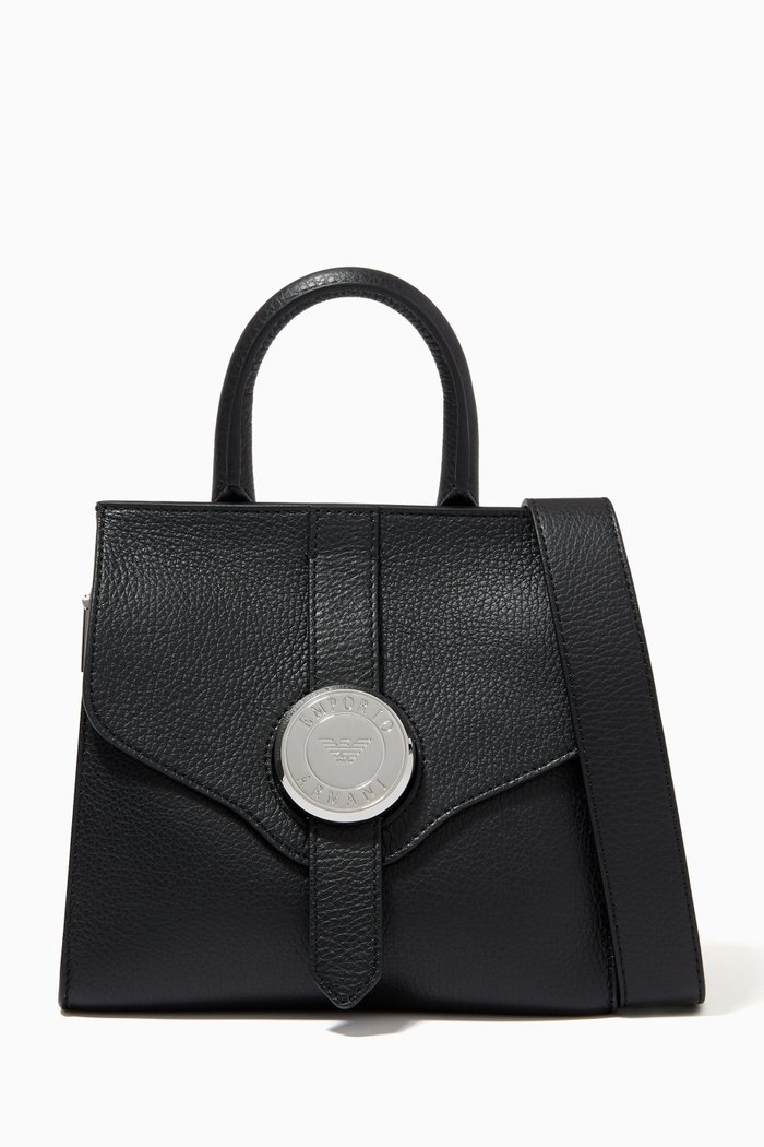 

Caren Top Handle Bag in Deer-printed Leather, Black