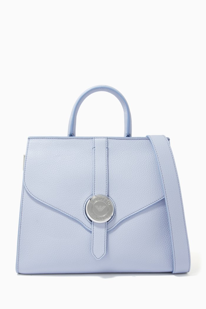 

Caren Top Handle Bag in Deer-printed Leather, Blue