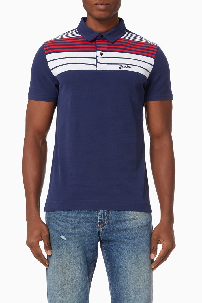 

Academy Stripe Polo Shirt in Organic Cotton, Multicolour