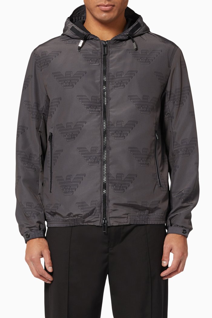 

EA Logo Hooded Jacket in Nylon, Grey