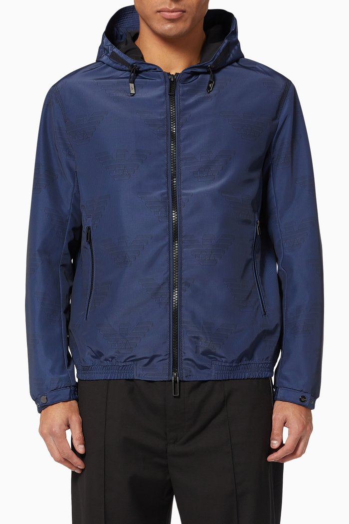 

EA Logo Hooded Jacket in Nylon, Blue
