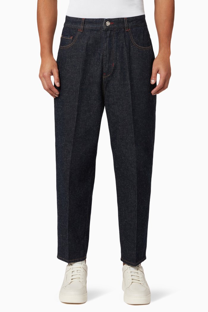 

J79 Tapered-leg Jeans in Hemp-blend Denim, Blue