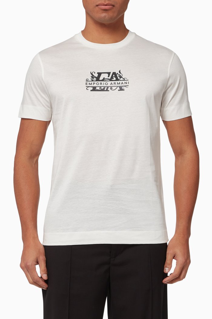 

EA Rubberised Logo T-shirt in Cotton Jersey, White