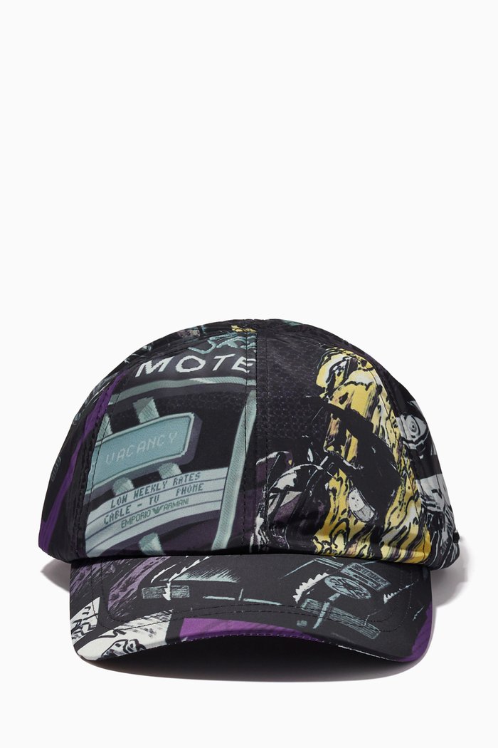 

Printed Baseball Cap in Nylon, Multicolour