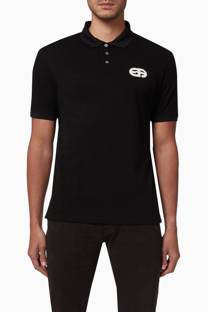

R-EAcreate Polo Shirt in Mercerized Cotton Piqué, Black