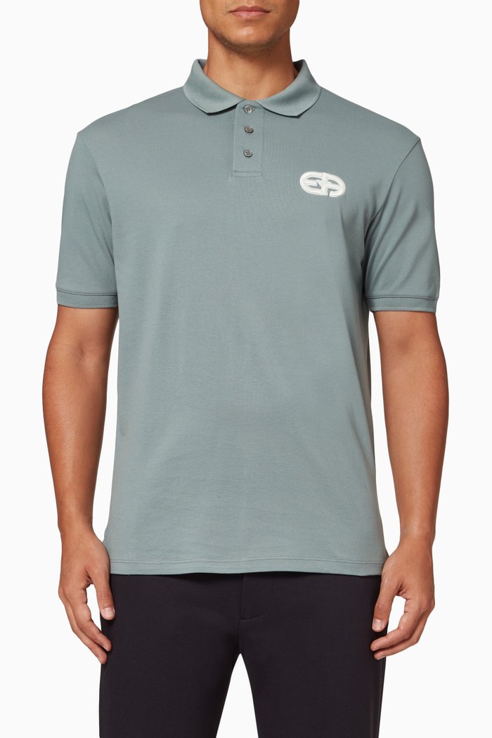 

R-EAcreate Polo Shirt in Mercerized Cotton Piqué, Blue