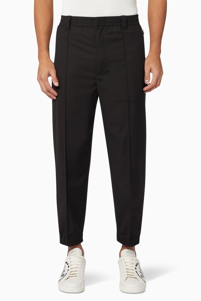 

Straight-leg Trousers in Poly-viscose blend, Black