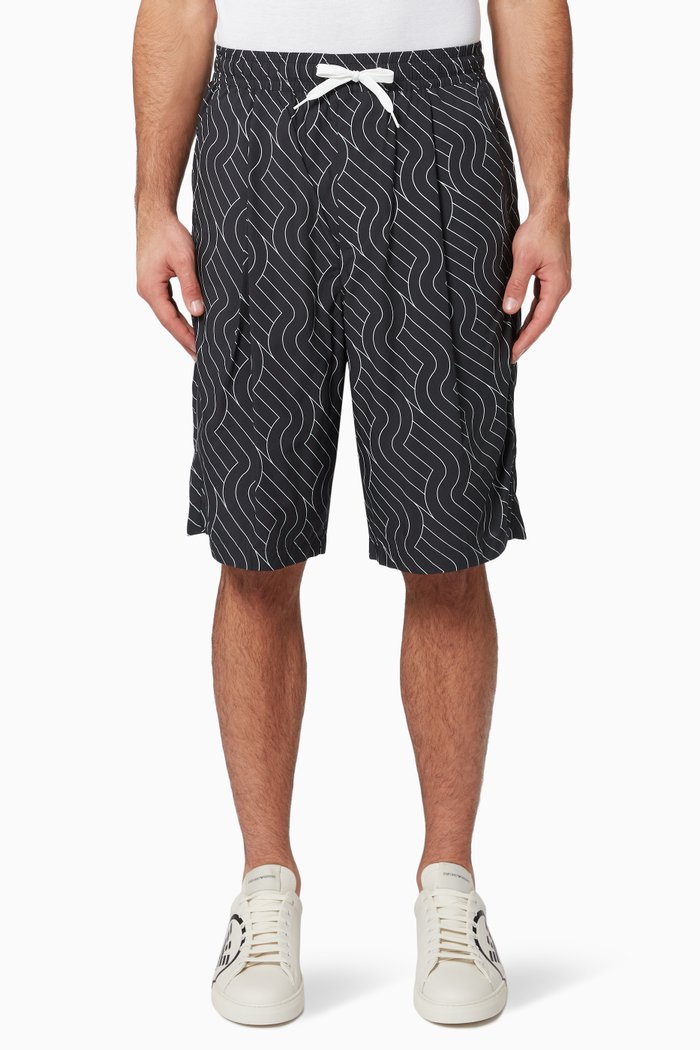 

EA Geometric Print Shorts in Modal, Black