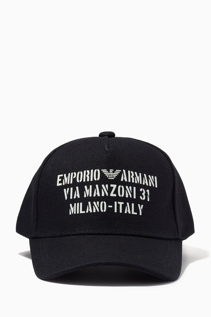 EA Via Manzoni 31 Baseball Hat in Gabardine, Blue