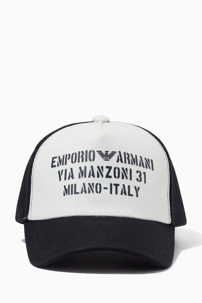 

EA Via Manzoni 31 Baseball Hat in Gabardine, White