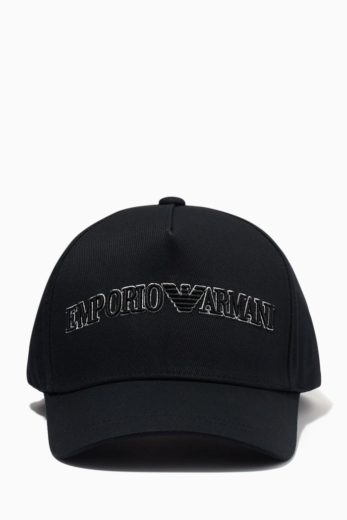 EA Embroidered Baseball Hat in Gabardine, Black