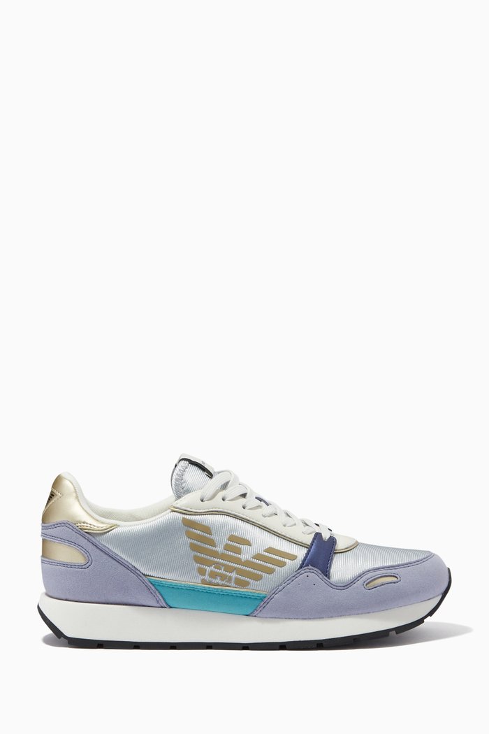 

Ally Contrast Sneakers in Suede & Leather, Red