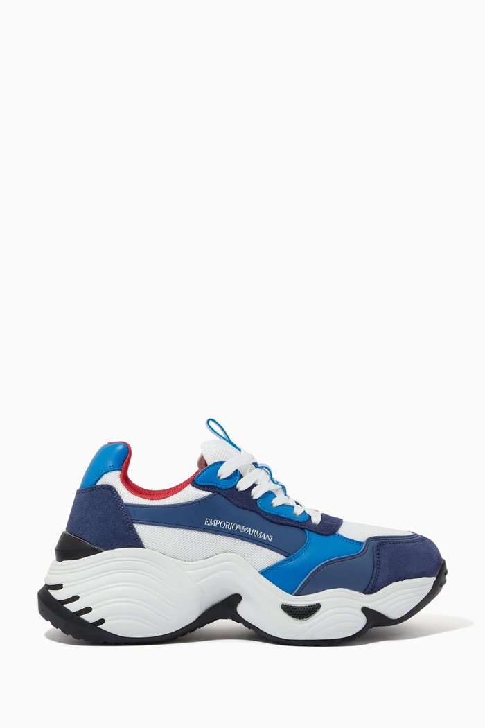 

Angel Cube Sneakers in Leather, Blue
