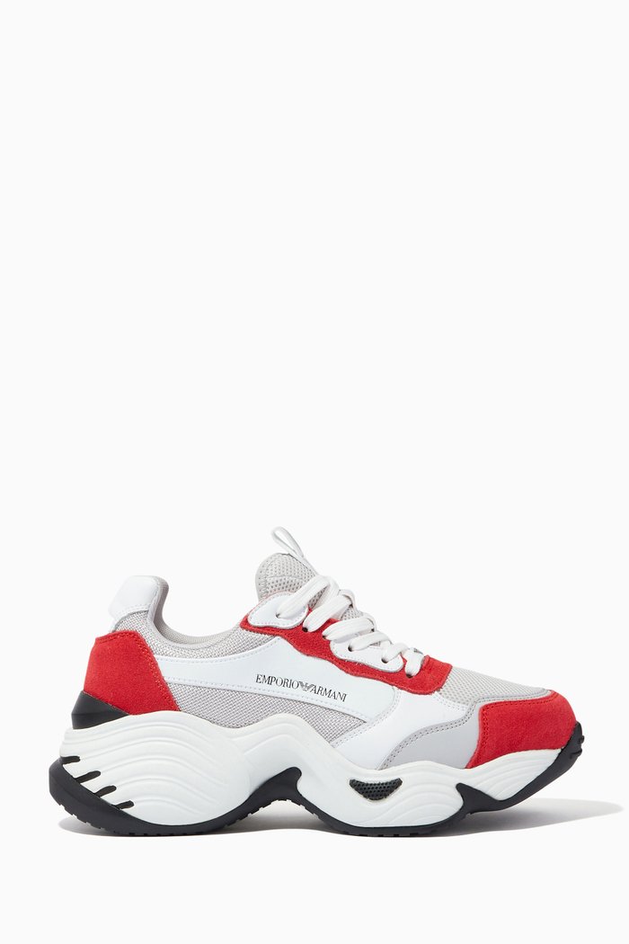 

Angel Cube Sneakers in Leather, Red