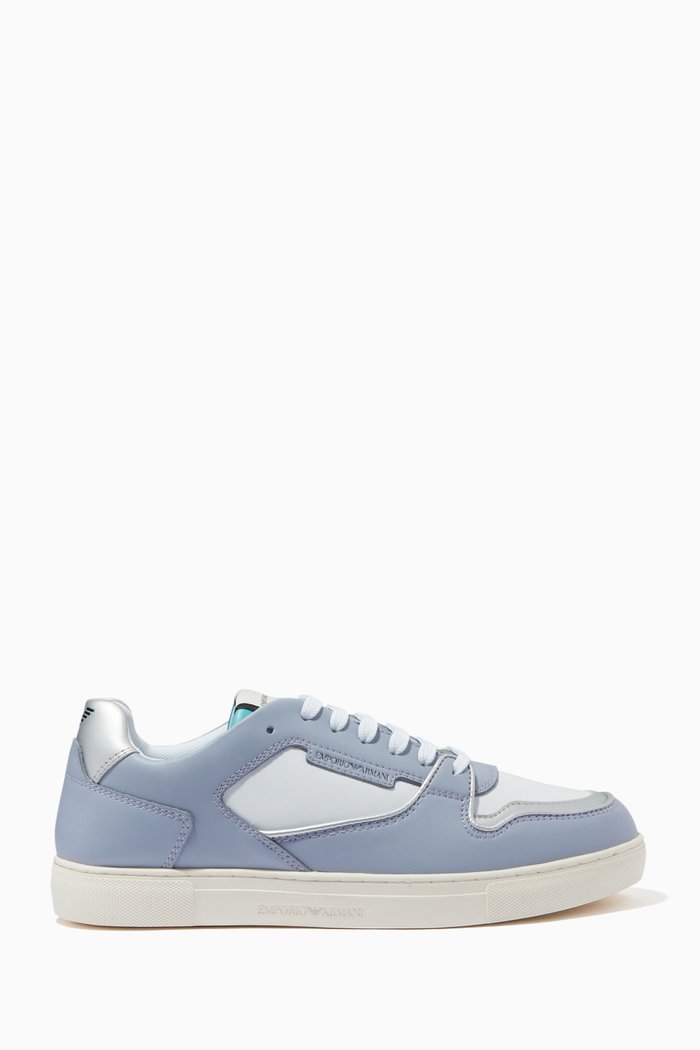 

EA Metallic Trim Sneakers in Leather, Purple