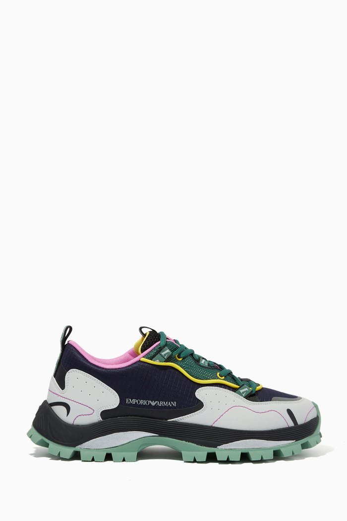 Racing Sneakers in Ripstop Nylon & Mesh, Multicolour