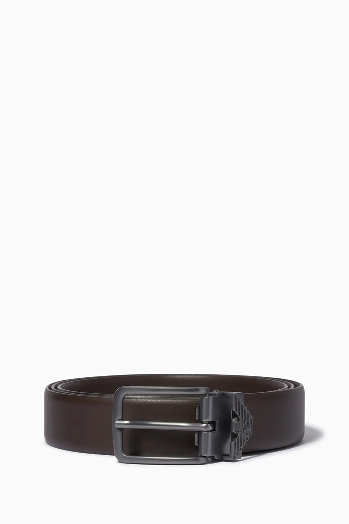 

Eagle Logo Metal Pin-Buckle Belt in Leather, Brown