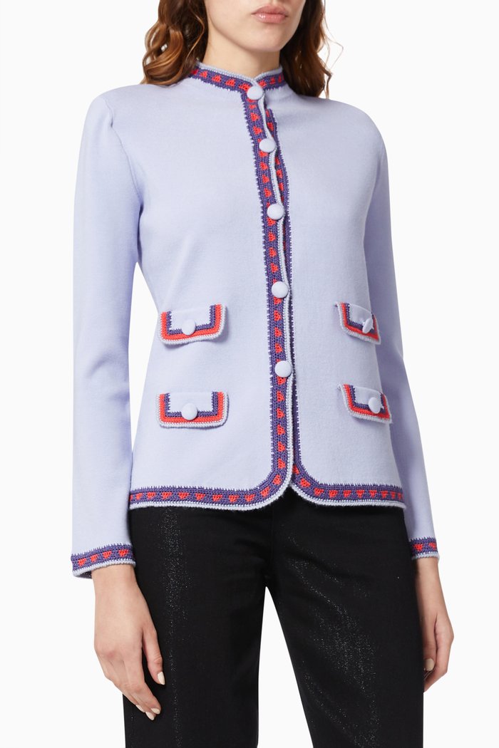 

Crochet Trims Blazer in Milano Knit, Purple