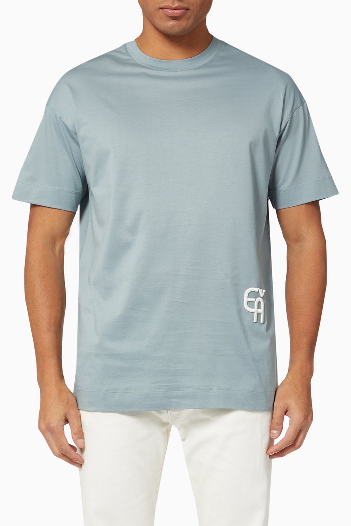

R-EAcreate Logo T-shirt in Cotton Jersey, Blue