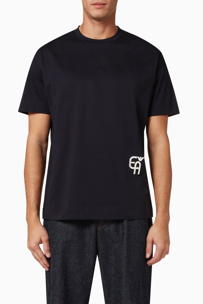 

R-EAcreate Logo T-shirt in Cotton Jersey, Blue