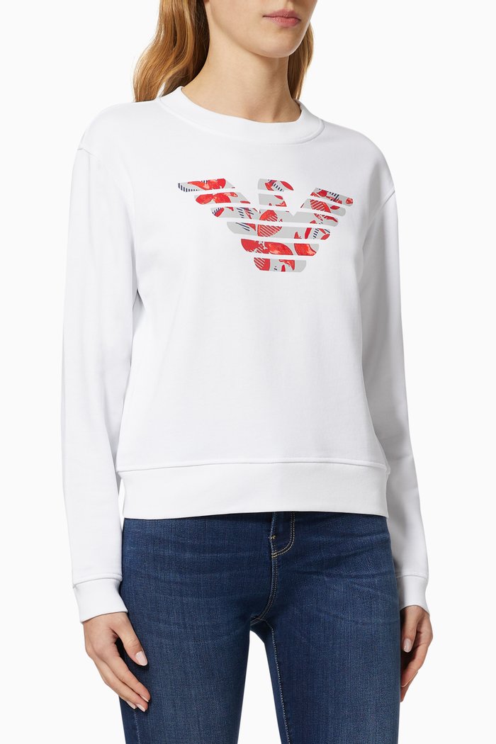 EA Macro Eagle Sweatshirt in Jersey, White