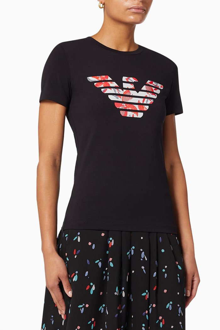 

Patterned Macro Logo T-shirt in Jersey, Blue