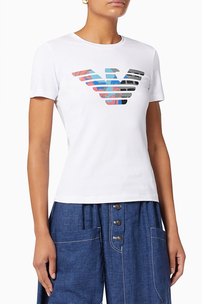 

Patterned Macro Logo T-shirt in Jersey, White
