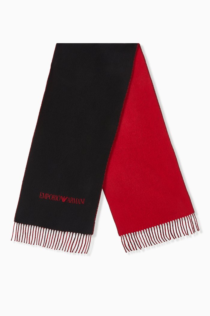 

EA Bi-colour Scarf in Cashmere, Black