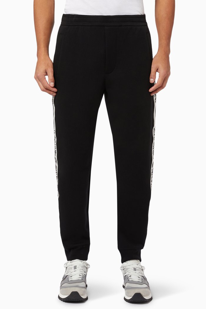 

EA Logo Tape Joggers in Double Jersey, Black