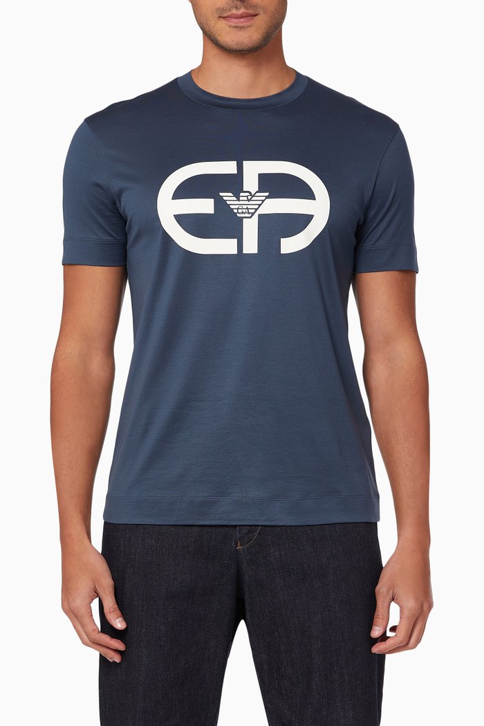 

Large Recreate Logo T-Shirt in Tencel Blend, Blue