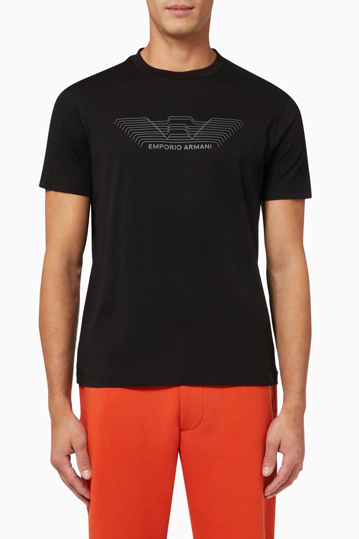 

EA 3D Eagle Logo T-shirt in Jersey, Black