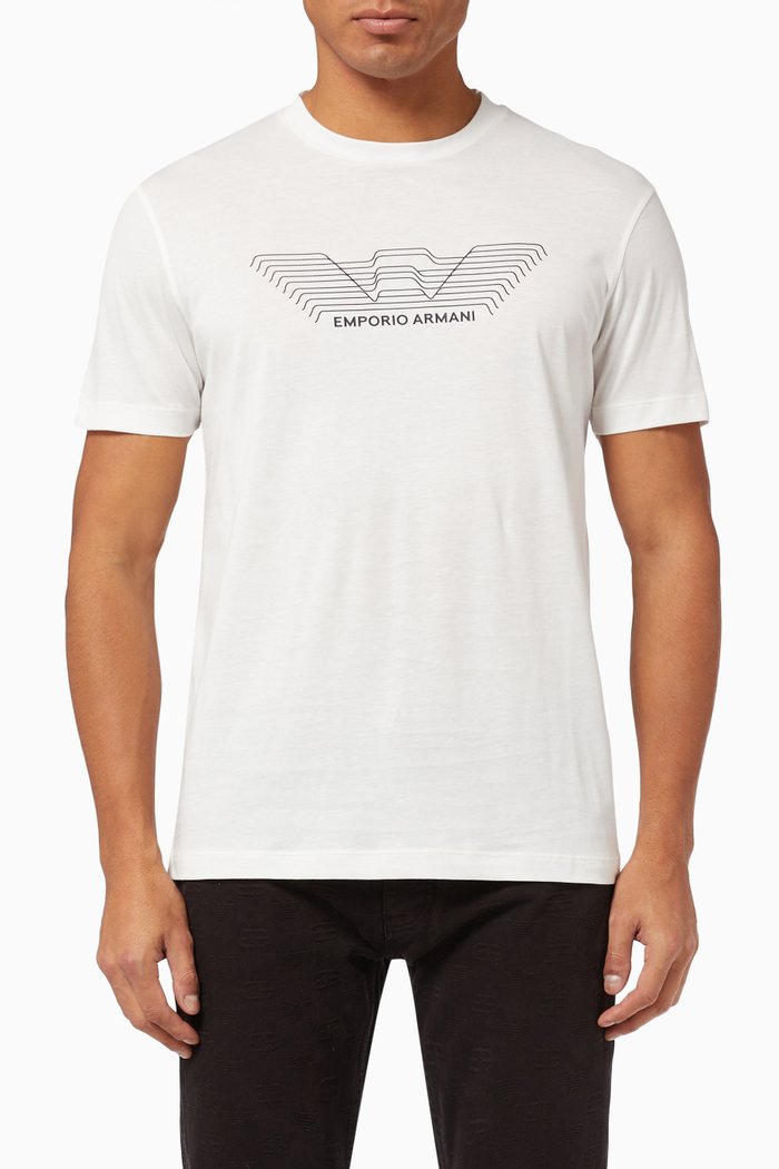 EA 3D Eagle Logo T-shirt in Jersey, White