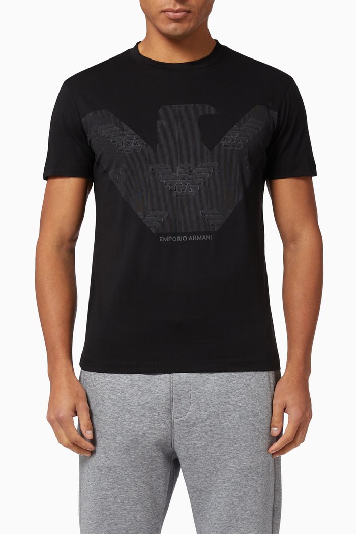 

EA Macro Eagle T-shirt in Pima Cotton, Black