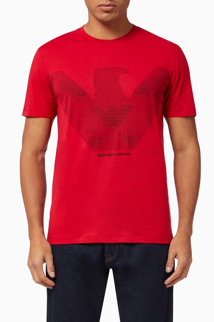 

EA Macro Eagle T-shirt in Pima Cotton, Red