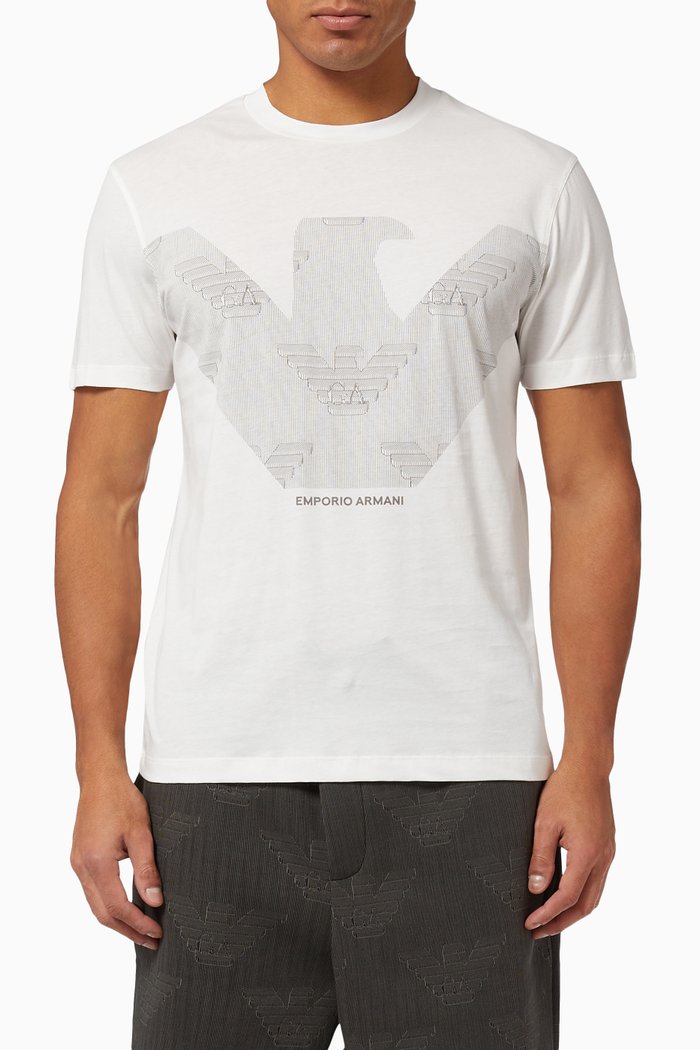 EA Macro Eagle T-shirt in Pima Cotton, White