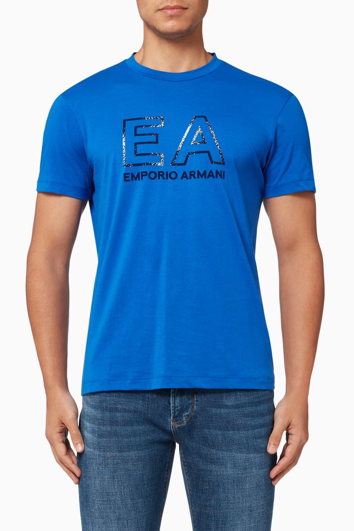 

EA Metallic Eagle T-shirt in Cotton Jersey, Blue