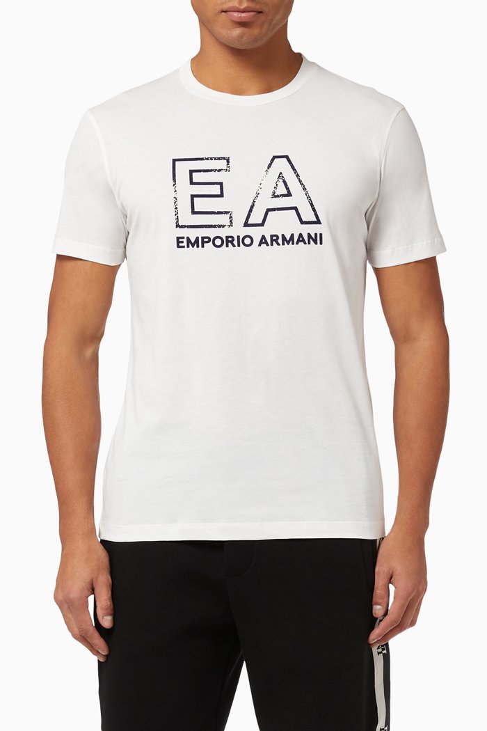 EA Metallic Eagle T-shirt in Cotton Jersey, White