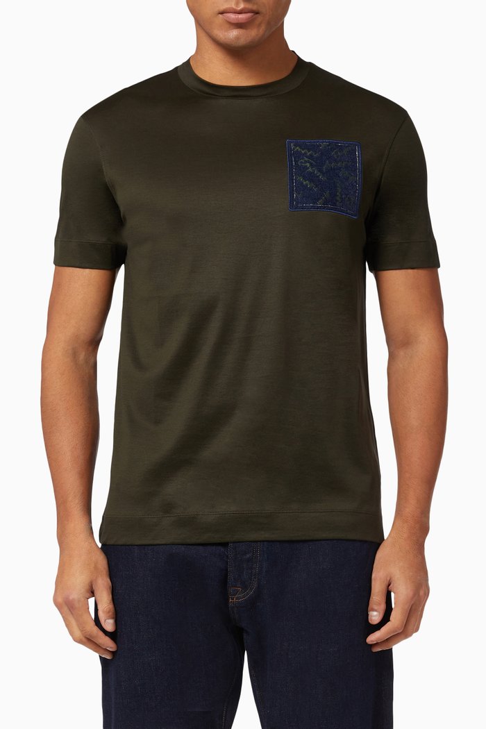 

Square Logo Patch T-Shirt in Cotton Jersey, Green