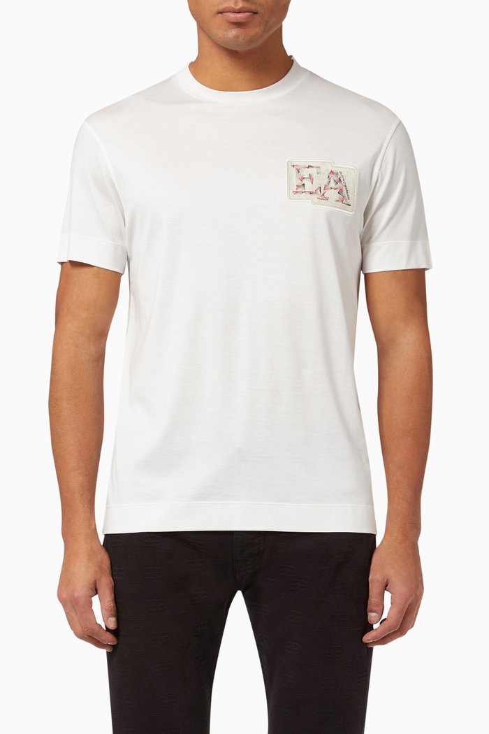 

Square Logo Patch T-Shirt in Cotton Jersey, White