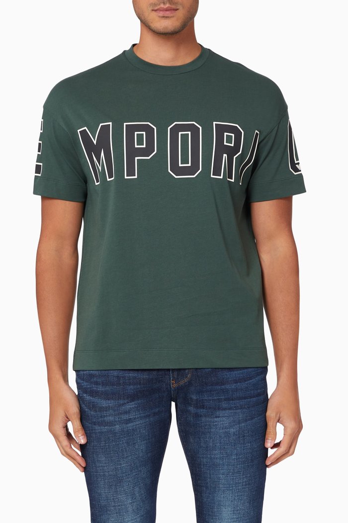 Oversized Logo T-shirt in Cotton Jersey, Green