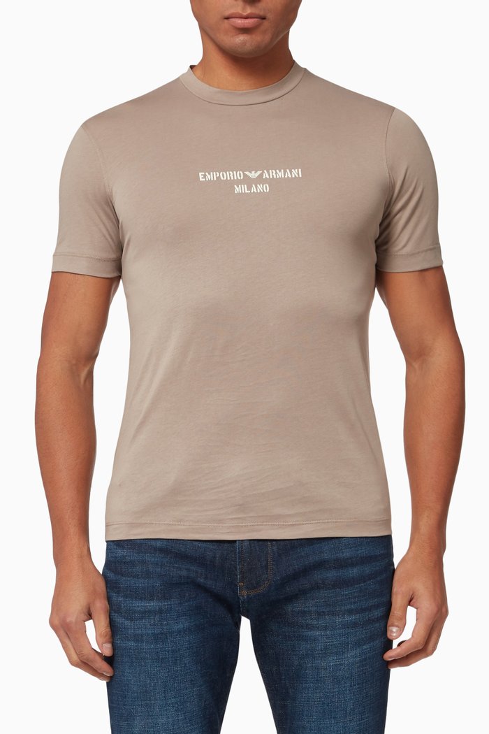 

EA Micro Logo T-shirt in Cotton Jersey, Neutral