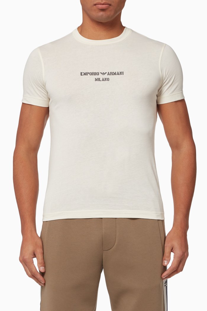 

EA Micro Logo T-shirt in Cotton Jersey, Neutral
