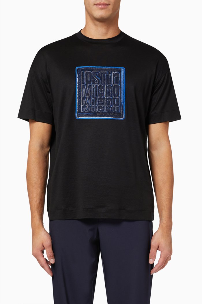 

10STIN Milano Patch T-shirt in Cotton Jersey, Black
